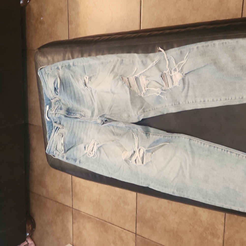 Willow & Root High rise distressed mom jeans.